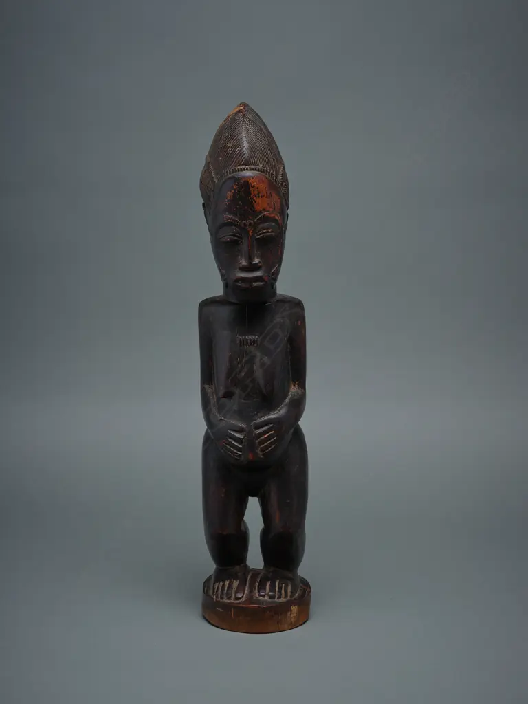 A Baule carved wooden female figure - Ivory Coast - Africa, Image 1++